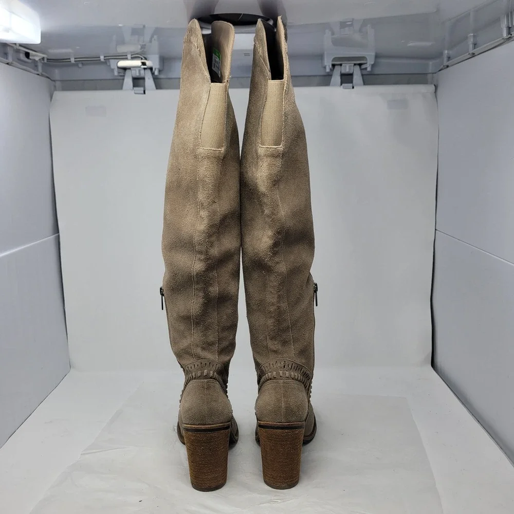 Vince Camuto Western Boho Chic Madolee Suede Over the Knee Boots Tan 9.5 Brazil